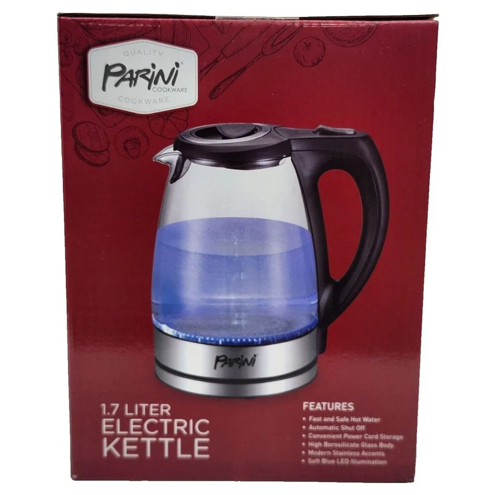 Parini Electric Kettle 1.7 Liter Automatic Shut Off Cordless Serving New In Box